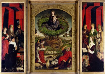 Das Triptychon von Moses und dem brennenden Dornbusch, ca. 1476